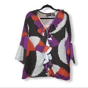 Maggie Barnes Ruffle Cardigan Sz 2x NWT